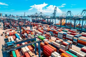 Shipping containers at Dar es Salaam port, Tanzania; illustrative photograph, not the U.S.–China summit