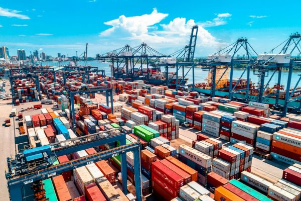 Shipping containers at Dar es Salaam port, Tanzania; illustrative photograph, not the U.S.–China summit
