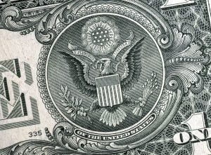 Close-up detail of United States currency
