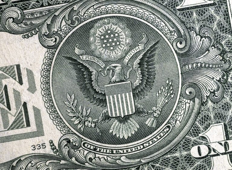 Close-up detail of United States currency