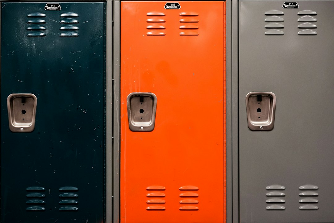 Illustrative photograph of colorful school lockers; not an Arlington Public Schools campus