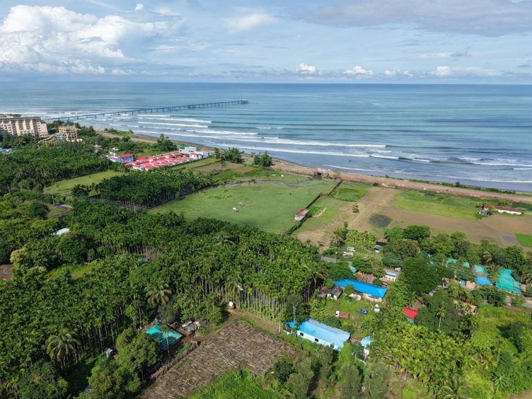 Aerial file photo of Inani Beach in Cox's Bazar, Bangladesh; this image does not show Tuptup Resto and Resort or the October 17, 2026 fire.