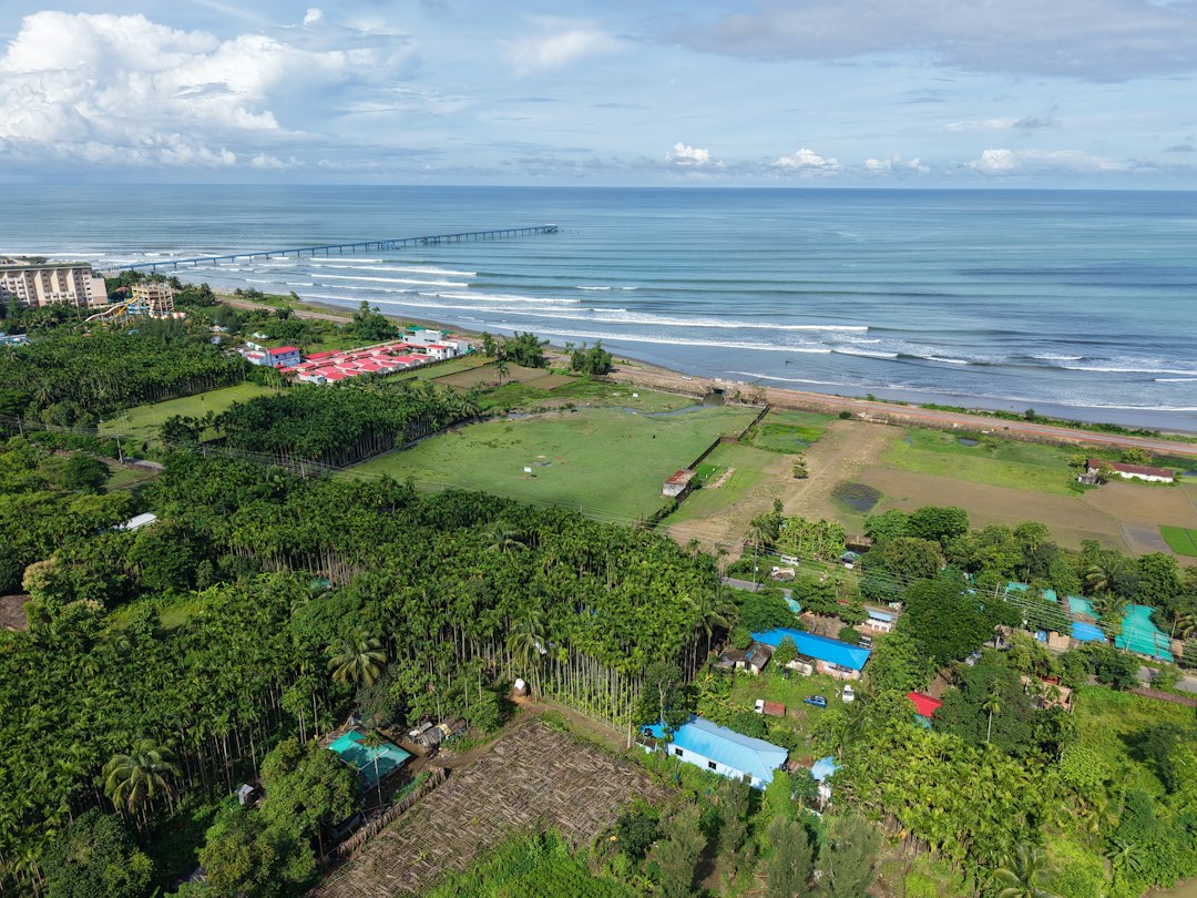 Aerial file photo of Inani Beach in Cox's Bazar, Bangladesh; this image does not show Tuptup Resto and Resort or the October 17, 2026 fire.