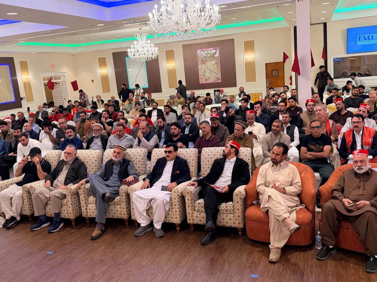 Party workers and supporters attend the oath-taking ceremony of ANP USA and KKO USA in Philadelphia.