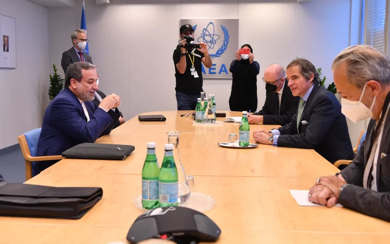 Iranian Foreign Minister Abbas Araghchi at an IAEA meeting in Vienna (file photo, May 2021)
