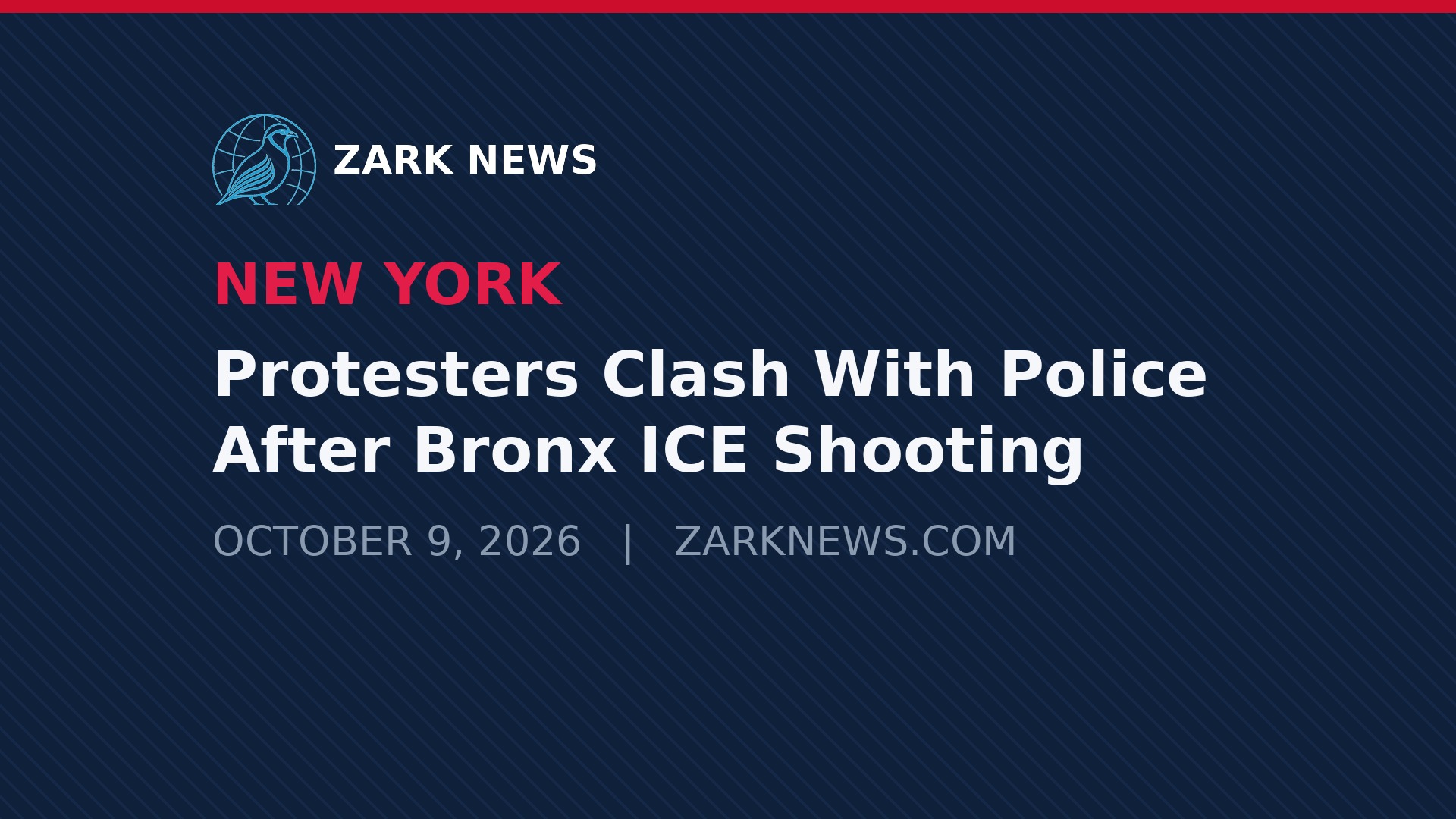 Zark News illustration: Protesters Clash With Police After Bronx ICE Shooting