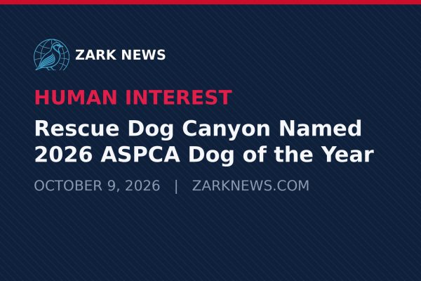 Zark News illustration: Rescue Dog Canyon Named 2026 ASPCA Dog of the Year