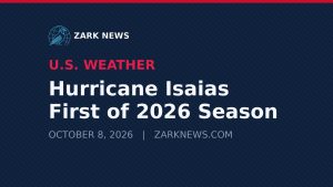 Zark News illustration: Hurricane Isaias swirling toward the Gulf Coast