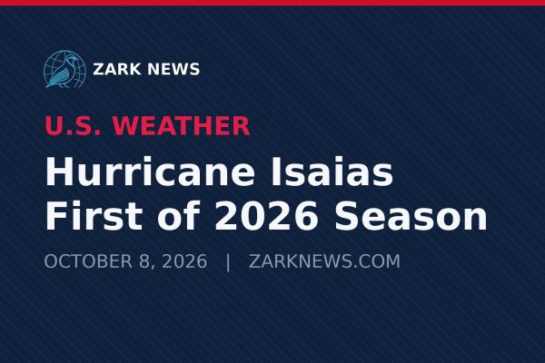 Zark News illustration: Hurricane Isaias swirling toward the Gulf Coast