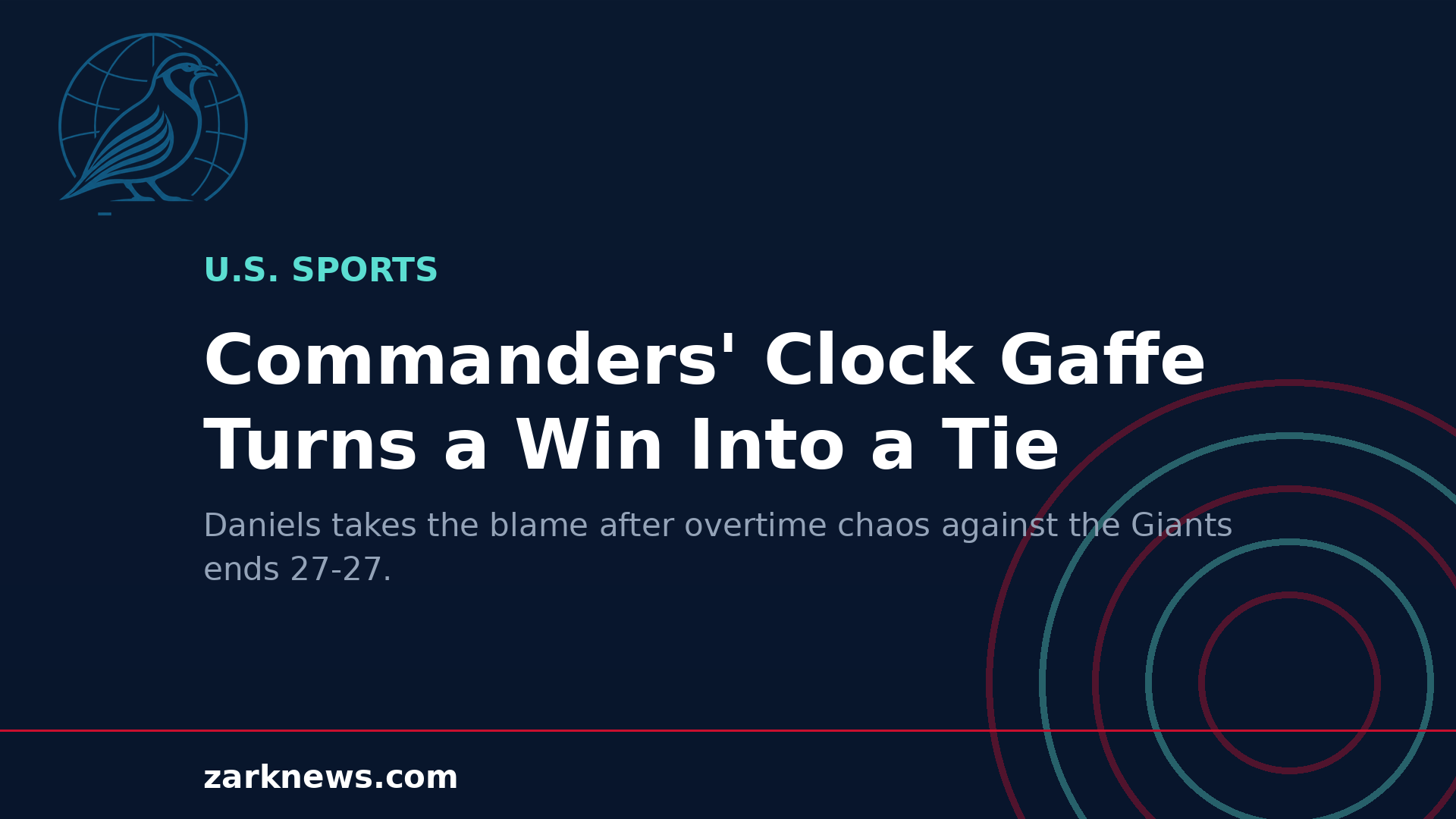 Zark News illustration: Commanders clock gaffe turns win into tie