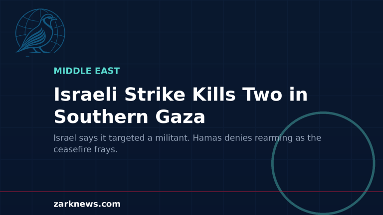 Zark News illustration: Israeli strike kills two in southern Gaza