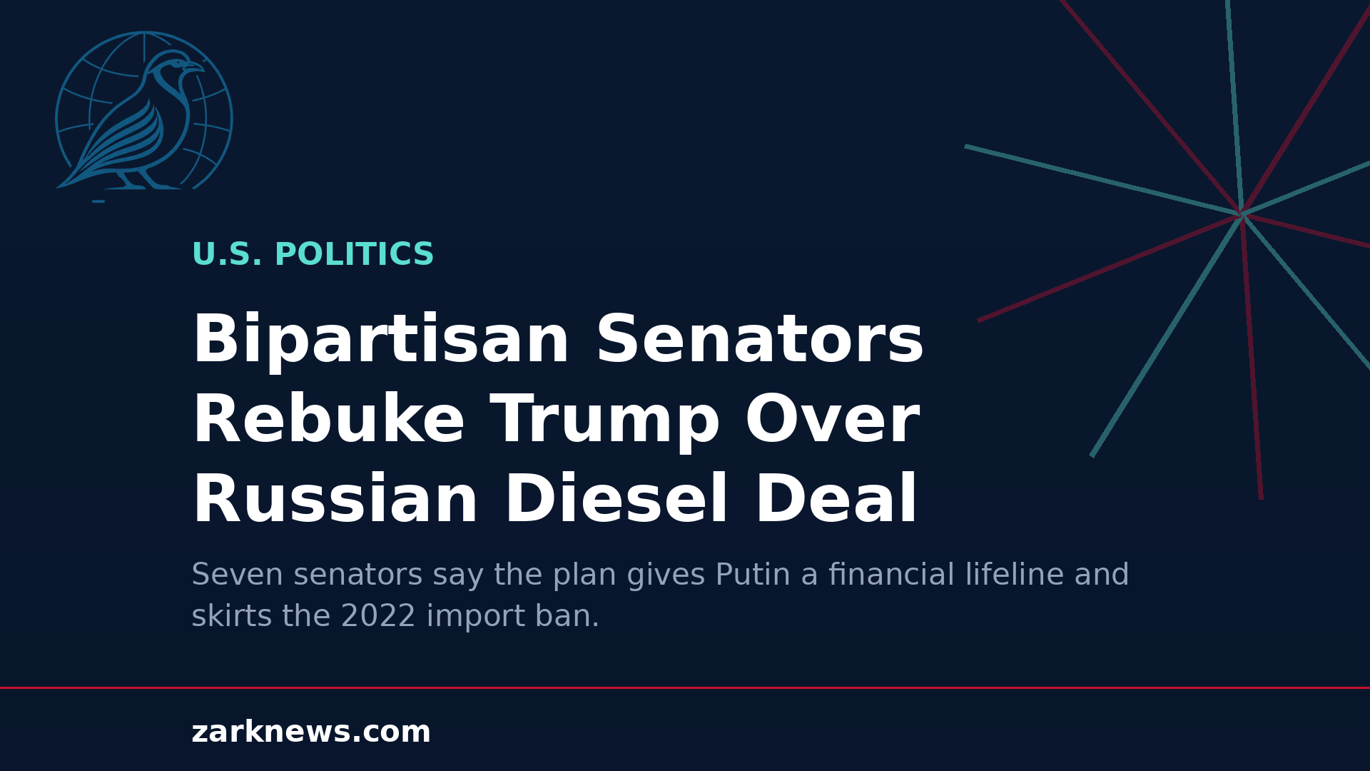 Zark News illustration: Bipartisan U.S. senators rebuke Trump over Russian diesel deal