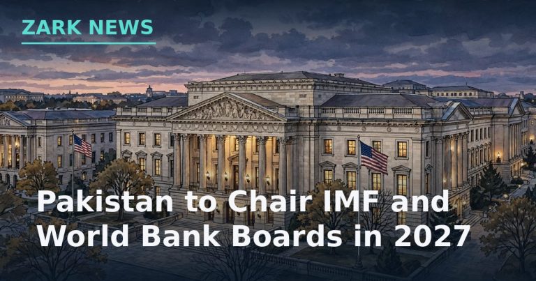Zark News illustration: the IMF and World Bank headquarters in Washington