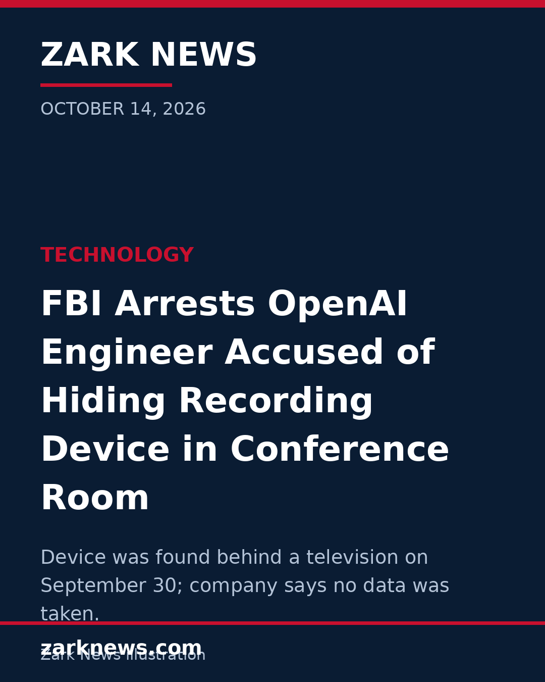 FBI Arrests OpenAI Engineer Accused of Planting Hidden Recording Device in Executive Conference Room