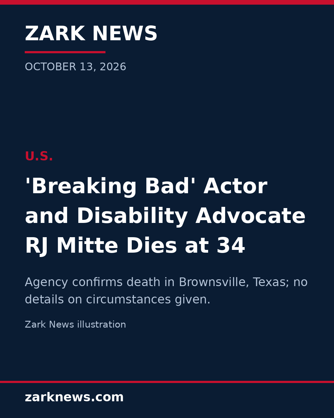 'Breaking Bad' Actor and Disability Advocate RJ Mitte Dies at 34