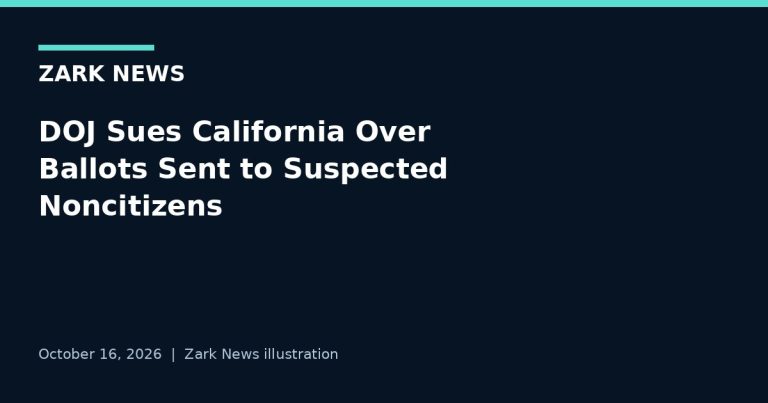 Zark News illustration for Justice Department lawsuit against California over voter ballots