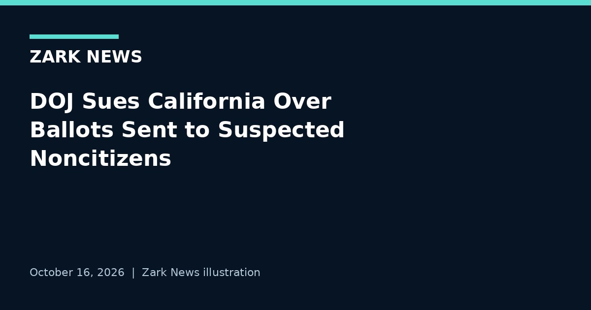 Zark News illustration for Justice Department lawsuit against California over voter ballots