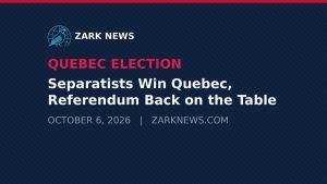 Zark News branded card: Separatists Win Quebec, Referendum Back on the Table