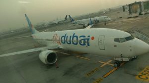 A FlyDubai Boeing 737 aircraft on the tarmac