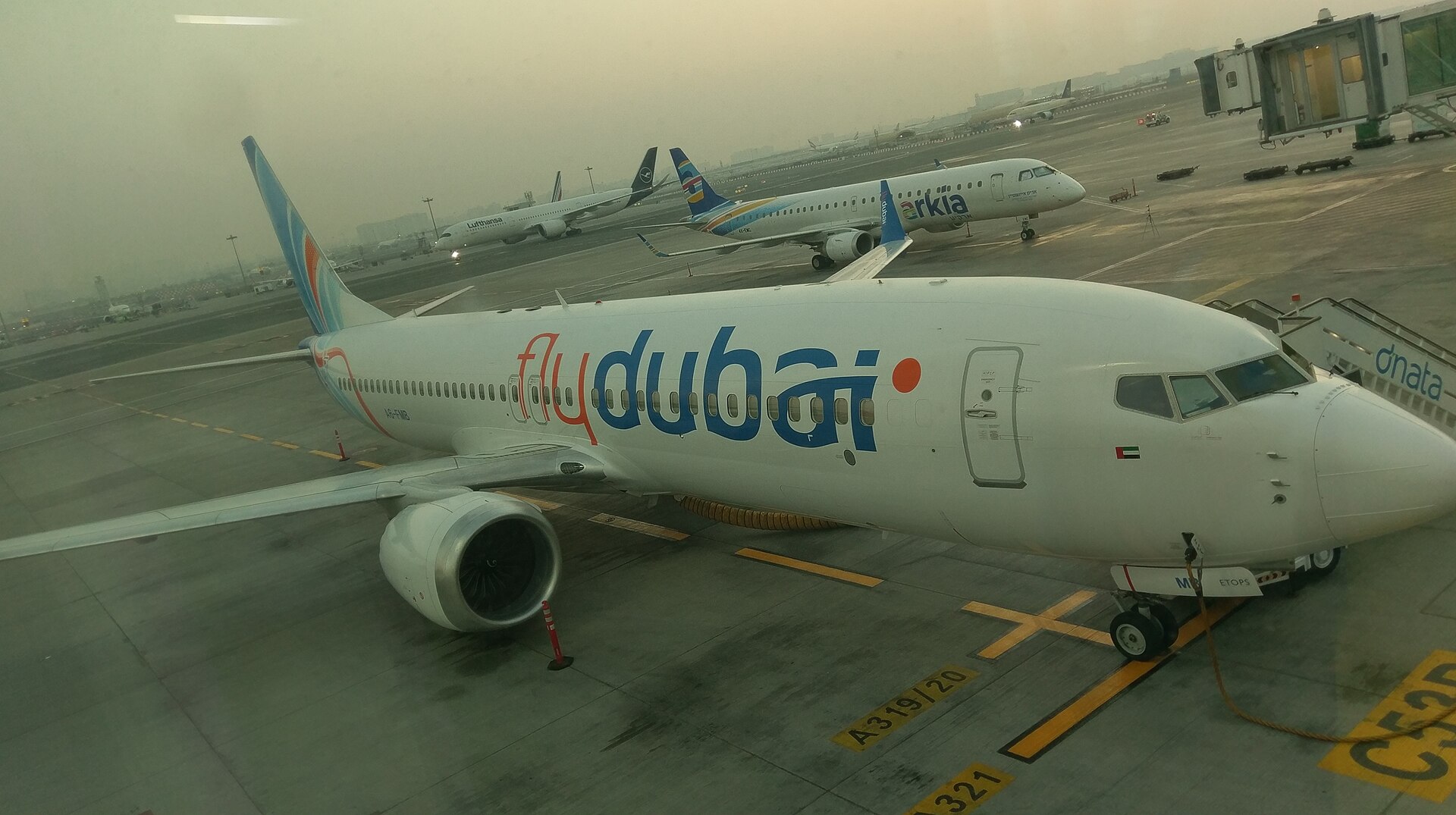 A FlyDubai Boeing 737 aircraft on the tarmac