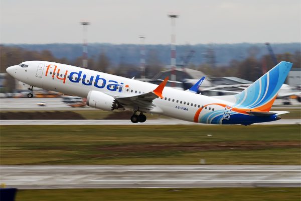 FlyDubai Boeing 737 MAX 8 taking off