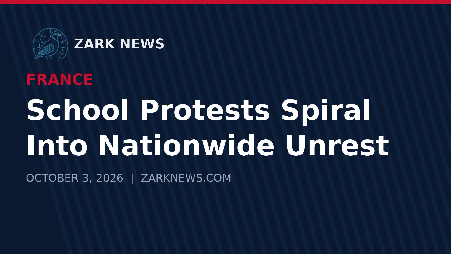 Zark News graphic: School Protests Spiral Into Nationwide Unrest