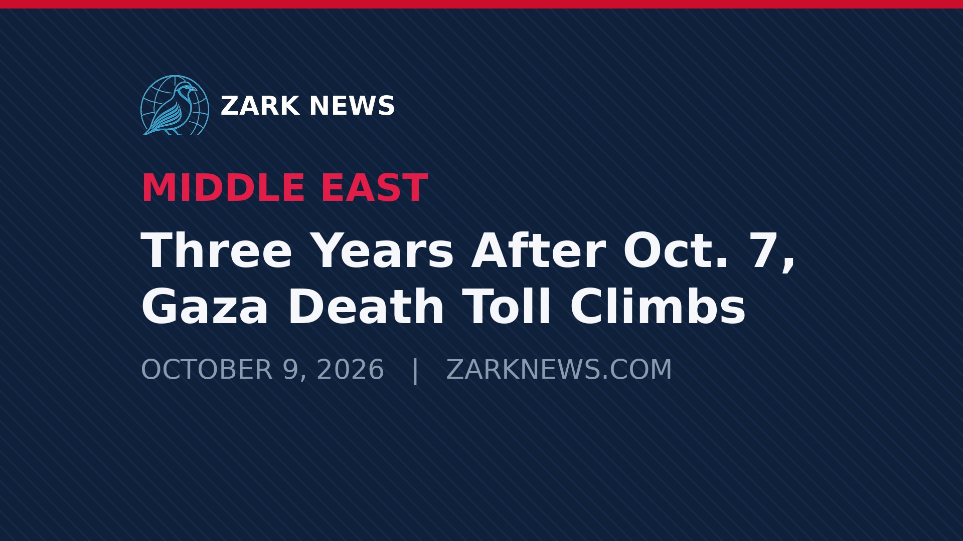 Zark News illustration: Three Years After Oct. 7, Gaza Death Toll Climbs