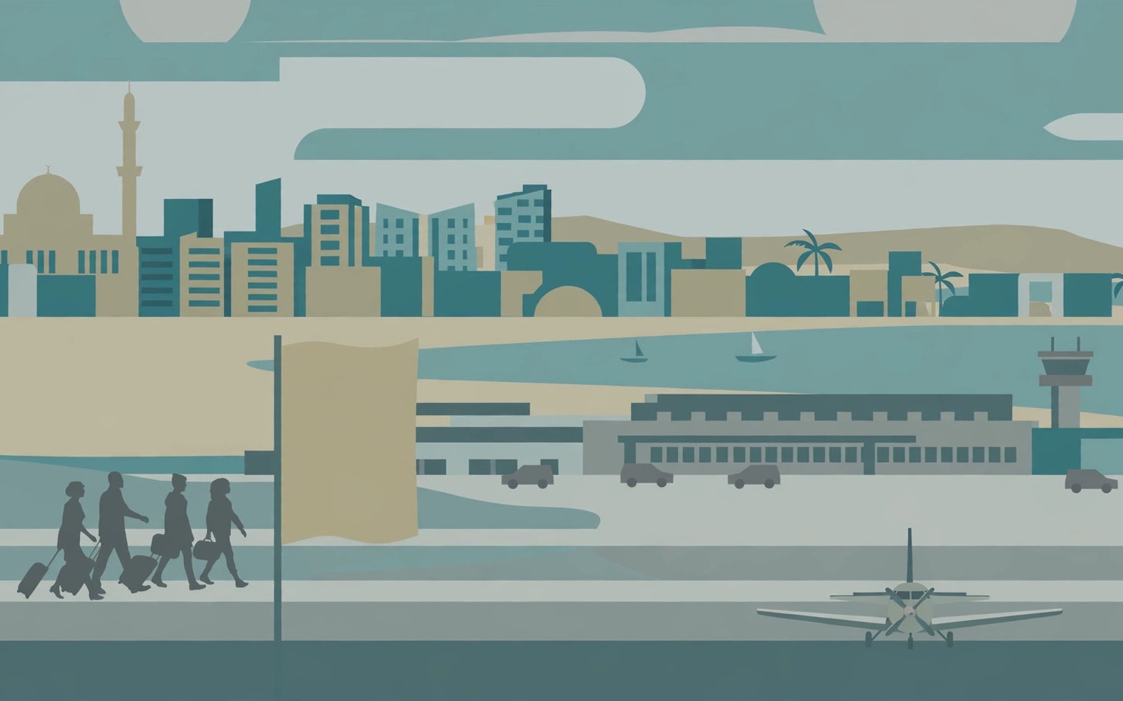 Illustration of an airport in West Africa