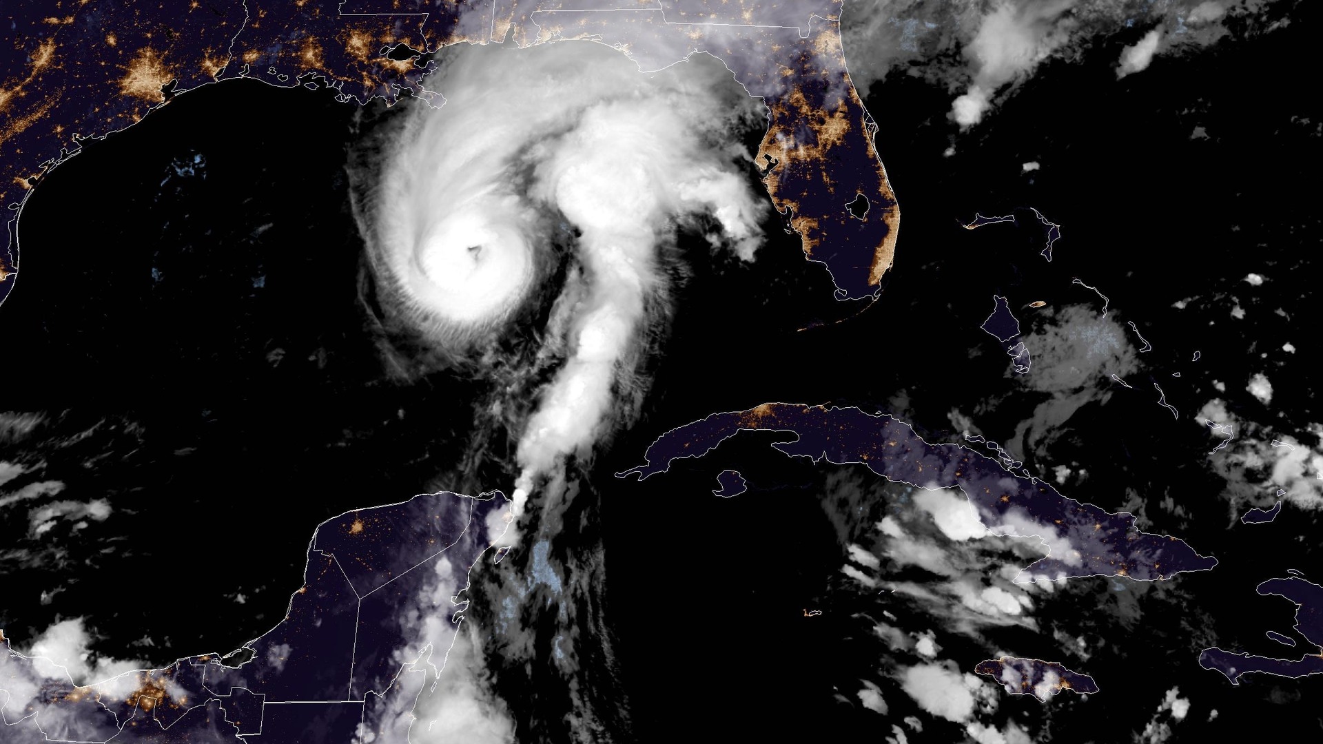 Hurricane Isaias approaches the Gulf Coast in a NOAA GOES-19 satellite image