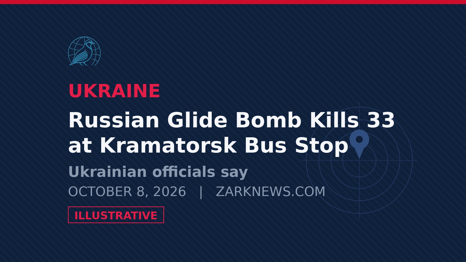 Illustrative graphic with headline text about the Russian glide-bomb strike in Kramatorsk. Illustrative image, not a photograph of the event.