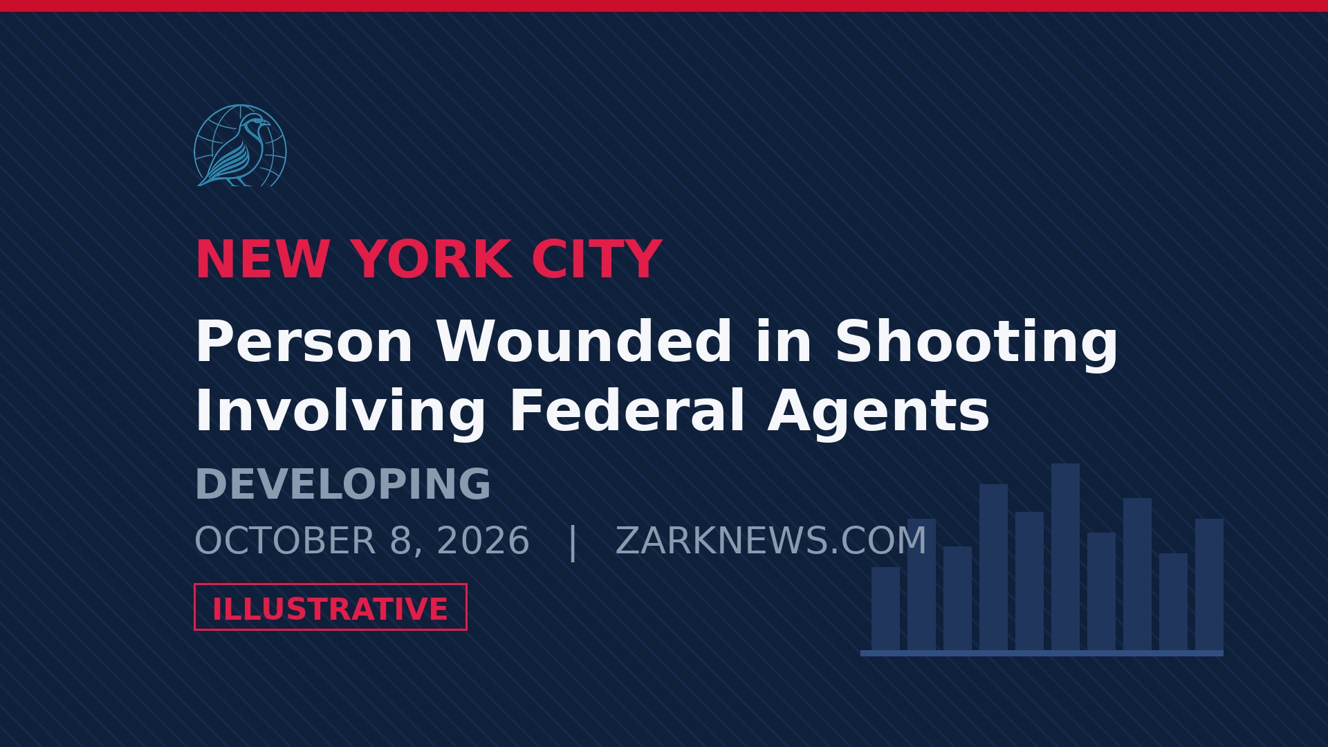Illustrative graphic with headline text about the shooting involving federal agents in New York City. Illustrative image, not a photograph of the event.