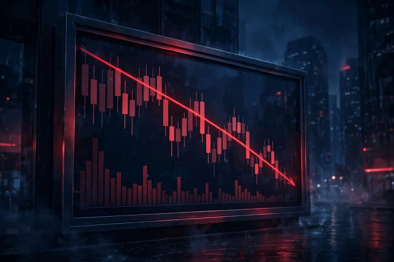AI-generated illustration of a falling stock-market chart.