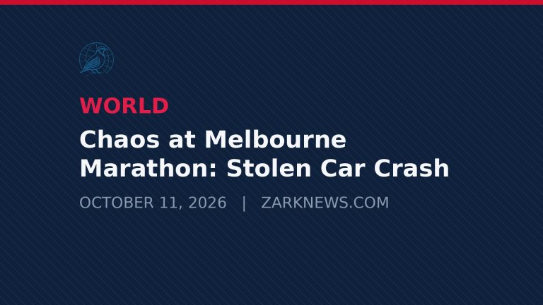 Zark News illustration: stolen car incident near Melbourne Marathon