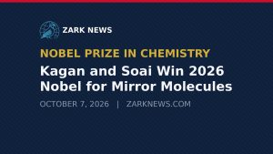 Henri Kagan and Kenso Soai win 2026 Nobel Prize in Chemistry — Zark News graphic