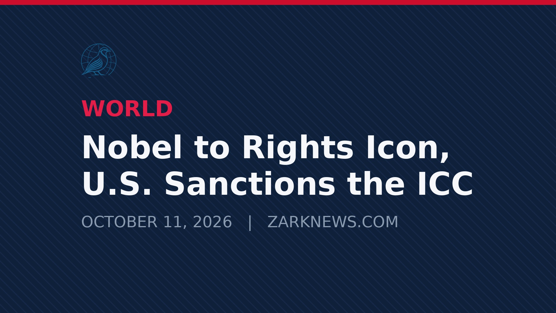 Zark News illustration: Nobel Peace Prize awarded to Navi Pillay; U.S. sanctions the ICC