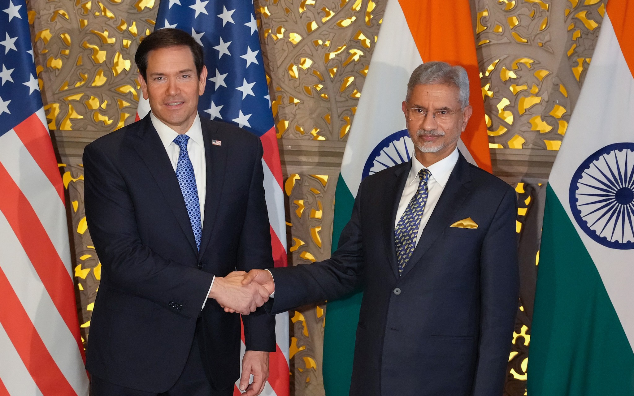 U.S. Secretary of State Marco Rubio shakes hands with Indian External Affairs Minister S. Jaishankar in Mumbai, October 20, 2026.