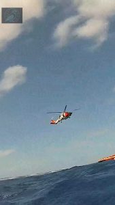 U.S. Coast Guard helicopter over the Gulf of Mexico during the Rem Andes rescue, October 12, 2026. (U.S. Coast Guard)