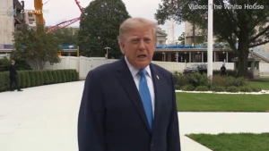 President Trump speaks to reporters on the South Lawn of the White House