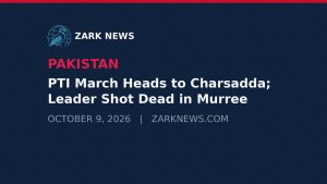 Zark News illustration: PTI March Heads to Charsadda; Leader Shot Dead in Murree