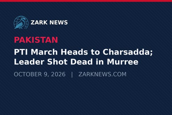 Zark News illustration: PTI March Heads to Charsadda; Leader Shot Dead in Murree