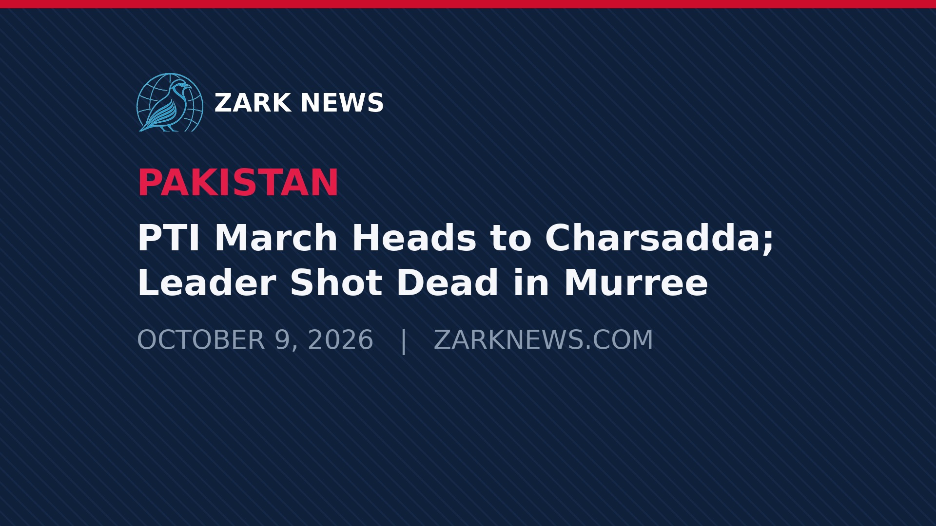 Zark News illustration: PTI March Heads to Charsadda; Leader Shot Dead in Murree