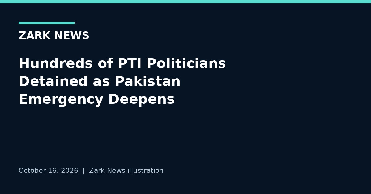 Zark News illustration for detentions of PTI politicians and supporters in Pakistan