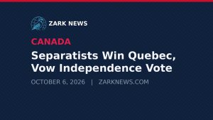 Zark News graphic: separatist PQ wins Quebec election, vows independence referendum