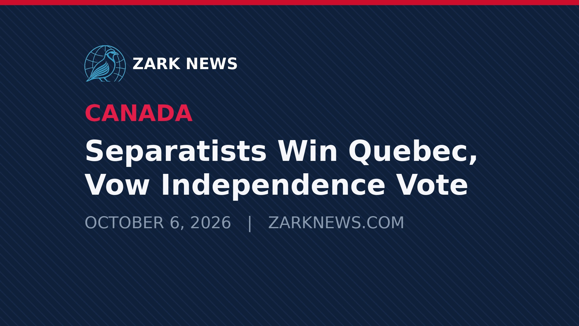 Zark News graphic: separatist PQ wins Quebec election, vows independence referendum