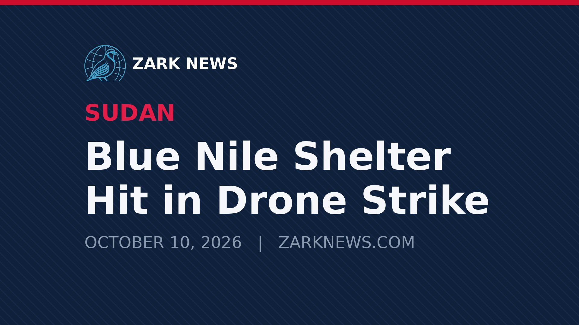 Zark News illustration: Drone strike on a displacement shelter in Sudan's Blue Nile