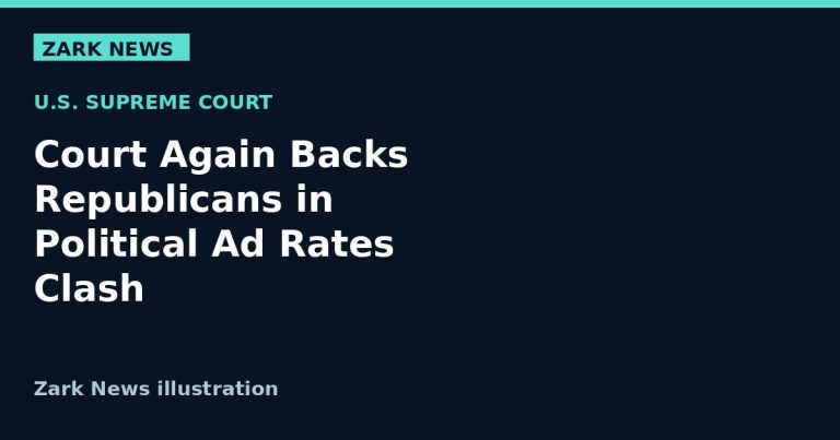 Zark News illustration for Supreme Court action on FCC political advertising policy