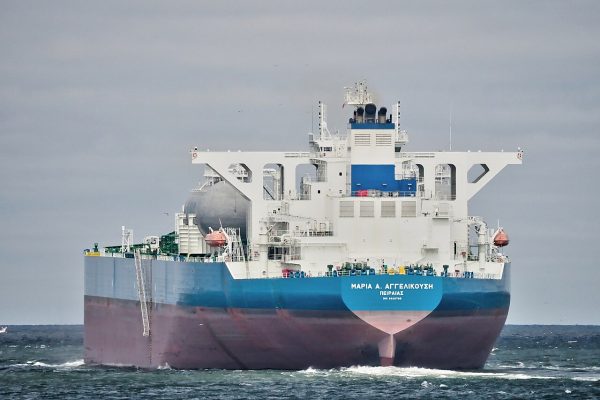 A crude oil tanker at sea — oil prices jumped Thursday as attacks on tankers in the Strait of Hormuz disrupted traffic.