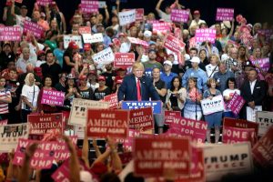 Donald Trump speaking at a campaign rally