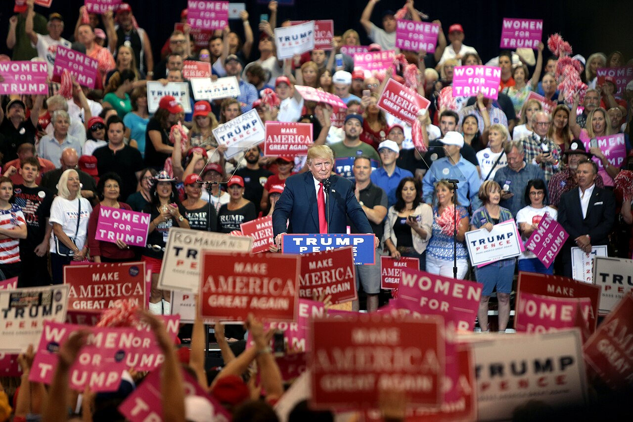 Donald Trump speaking at a campaign rally