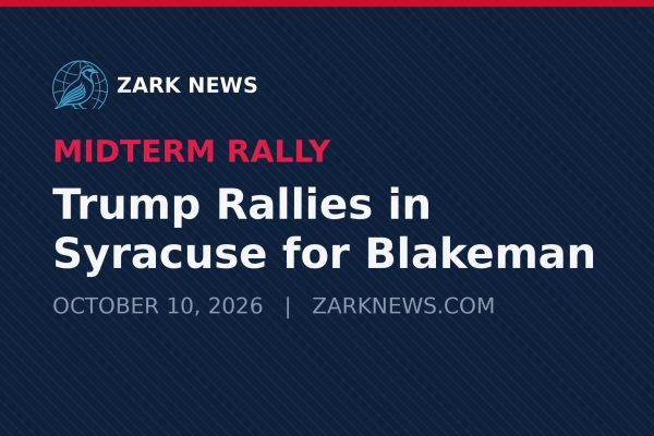 Zark News illustration: Trump rallies in Syracuse for Blakeman